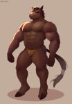  abs absurd_res anthro biceps black_nipples brown_body brown_hair bulge clothing equid equine hair hi_res horse humanoid male male/male mammal muscular muscular_anthro muscular_male nipples paws pecs simple_background snaftfc solo standing tan_body underwear yellow_clothing yellow_underwear 