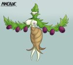  anekoe arboliva areola artist_name big_breasts big_butt blush breasts butt elemental_creature elemental_humanoid eyes_closed female flora_fauna food fruit generation_9_pokemon grey_background hi_res humanoid leaf leaf_arms leaf_hair nintendo nipples olive_(fruit) plant plant_hair plant_humanoid pokemon pokemon_(species) pseudo_hair simple_background small_waist solo video_games white_body white_skin 