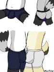  absurd_res anthro balls biped bovid boxer_briefs boxers_(clothing) boxers_only bulge bulge_frottage butt caprine clothed clothing digital_media_(artwork) duo frottage fur genitals goat grey_body grey_fur hair hi_res jockstrap jockstrap_only male male/male mammal markings navel nub_tail procyonid raccoon ring_(marking) ringtail roquemapache roquemapache_(artist) sex signature simple_background tail_markings text topless underwear underwear_only white_body xipe_totec_(roquemapache) 