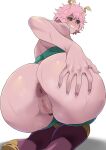  absurd_res anus ashido_mina big_butt butt censored female genitals hair hi_res holding_butt humanoid looking_at_viewer looking_back looking_back_at_viewer minakamin90 my_hero_academia not_furry pink_body pink_hair pussy solo 