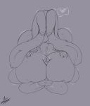 &lt;3 absurd_res anthro big_breasts breasts butt butt_grab connie_(zombieartz) duo faceless_character faceless_male female hand_on_butt hands_behind_head hi_res hot_dogging lagomorph leporid male male/female mammal motion_lines rabbit rear_view sketch zombieartz 