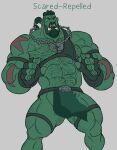  barazoku bottomwear clothing green_body green_skin hi_res himbo humanoid loincloth male muscular orc orcus_challenge rickleone 