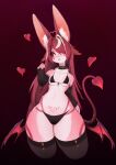  &lt;3 absurd_res anthro clothing demon female hair hair_over_eye hi_res lagomorph leporid lingerie mammal membrane_(anatomy) membranous_wings one_eye_obstructed panties rabbit soda_uyu solo thick_thighs underwear wings 