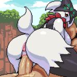  animated anthro cowgirl_position duo featureless_face female from_front_position generation_9_pokemon human humanoid juicydots_(artist) low_res male male/female mammal meowscarada nintendo on_bottom on_top pokemon pokemon_(species) sex video_games 