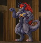  absurd_res anthro balls big_balls claws dragon genitals hi_res horn huge_balls hyper hyper_balls hyper_genitalia male muscular muscular_anthro muscular_male pecs solo tochka vein veiny_balls 