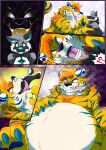  anthro belly big_belly comic duo felid hand_on_stomach hi_res licking licking_lips male male/male mammal open_mouth oral_vore pantherine shikizshigls stripes tiger tongue tongue_out vore 