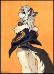  anthro black_border border bottomwear breasts camel_toe canid canid_demon canine canis clothed clothing collar demon domestic_dog ear_piercing ear_ring eyebrow_piercing facial_piercing female fluffy fluffy_tail fur grey_hair hair hellhound helluva_boss hi_res husky looking_at_viewer loona_(helluva_boss) mammal nordic_sled_dog piercing ramiras red_sclera ring_piercing shorts solo spiked_collar spikes spitz spread_legs spreading topwear under_boob white_body white_fur 