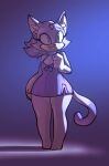  2022 anthro bigdad blaze_the_cat breasts cleavage clothed clothing dipstick_tail domestic_cat dress eyelashes felid feline felis female forehead_gem fur inner_ear_fluff mammal markings nightgown purple_body purple_fur sega short_stack simple_background small_breasts smile solo sonic_the_hedgehog_(series) standing tail_markings thick_thighs tuft wide_hips yellow_eyes 