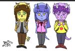  anthro backpack blue_body blue_hair blush braided_hair brown_hair ceratopsian chibi dinosaur facial_horn fang_(gvh) female goodbye_volcano_high green_eyes group hair horn long_hair looking_at_viewer low_res markings ornithischian pterodactylus pterosaur purple_body purple_eyes purple_hair reptile scalie simple_background snoot_game_(fan_game) standing stephanie_(gvh) tiffany_(snootgame) toony triceratops trio trish_(gvh) unknown_artist video_games white_background yellow_body yellow_eyes 