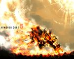  armored_core armored_core_5 fire from_software mecha no_humans outdoors sky smoke solo sunlight sunshine 