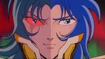  80s bizarre blue_hair cap evil_face evil_smile gemini gemini_saga grey_hair oldschool saint_seiya 