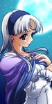  black_eyes cape female full_moon gensou_suikoden gensou_suikoden_ii hairband long_hair lowres mito_ayame moon night sierra_mikain silver_hair solo suikoden suikoden_ii 