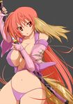  animal_ears breasts cleavage sword thong weapon 