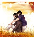  black_eyes black_hair brothers family hug naruto riochance7 siblings uchiha_itachi uchiha_sasuke 