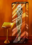  1girl artist_request box female gradient gradient_background in_box in_container mummification mummy solo source_request trapped 