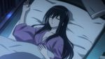  amakusa amakusa_shino bed eyes_closed futon japanese_clothes kimono long_hair pajamas pillow purple_hair seitokai_yakuindomo shino sleeping 