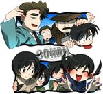  4girls bad_id bad_pixiv_id black_hair blush chiba_(detective_conan) dknj facial_hair glasses hat kobayashi_sumiko megure_juuzou megure_midori meitantei_conan miike_naeko multiple_boys multiple_girls mustache police police_uniform policewoman satou_miwako shiratori_ninzaburou short_hair takagi_wataru_(meitantei_conan) tongue twintails uniform 