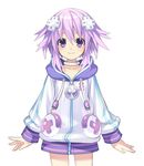  blush collar hoodie neptune personification purple_hair smile 