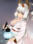  animal_ears blush breasts cleavage highres kongiku lantern oboro_muramasa oboro_muramasa_youtouden tail 