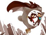  batman cape city crossover dc_comics flying my_neighbor_totoro nightwing robin totoro 