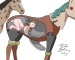  all_fours blush brown_body brown_fur brown_hair duo equid equine female feral fur hair hi_res horse human long_hair male mammal mouth_closed nude simple_background smile source_request trojan_horse unknown_artist white_background 