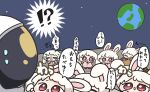  !? 6+others animal_ears chibi commentary earth_(planet) highres moon moon_rabbit multiple_others nontao original planet rabbit_ears red_eyes spacesuit sweatdrop translated white_hair 
