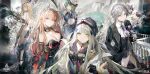  1boy 4girls absurdres animal_ears beanie black_shorts blonde_hair blue_eyes breasts champagne_flute cleavage commentary_request cup dress drinking_glass elbow_gloves evening_gown flower g36_(girls&#039;_frontline) girls&#039;_frontline girls&#039;_frontline_neural_cloud gloves green_eyes green_hair grey_eyes grey_hair hair_ornament hair_over_one_eye hat high_heels highres hk416_(girls&#039;_frontline) jacket jing_mei_(hisk) large_breasts long_hair looking_at_viewer multiple_girls official_alternate_costume persicaria_(girls&#039;_frontline_nc) pink_eyes pink_hair short_hair shorts simo_(girls&#039;_frontline_nc) suit_jacket vest weibo_username white_hair white_jacket zangyin_(girls&#039;_frontline_nc) 