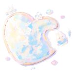  cake food gummy_(happyyu) heart highres lying no_humans original rabbit sparkle white_background 