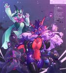  abstract_background ambiguous_gender anthro big_breasts bra breasts clothing collar dark_magic dragon eeveelution fangs fantomartz female feral generation_2_pokemon generation_7_pokemon generation_9_pokemon group hair hi_res horn long_hair looking_at_viewer magic_user meowscarada multi_horn nintendo panties phantom_(fantomartz) pokeball pokemon pokemon_(species) salazzle scalie shiny_pokemon sleeves star umbreon underwear video_games western_dragon 