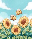  animal_focus bee bug cloud cloudy_sky day flower no_humans original outdoors sayuupi sky sparkle sunflower 