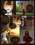  amber_(eliana-asato) anthro brown_hair cloak clothing comic doctor eliana-asato english_text eyes_closed fire flashback giraffe giraffid gynomorph hair hi_res intersex long_hair mammal open_mouth solo text yellow_eyes 