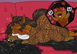  &lt;3 &lt;3_eyes 2018 anthro bdsm bedroom_eyes big_breasts biped black_hair black_hooves blush bondage bound breast_squish breasts breasts_frottage brown_body brown_eyes brown_fur clothed clothing crysalia crysalia_(crysalia) digital_drawing_(artwork) digital_media_(artwork) duo equid equine facial_markings female female/female fetlocks fur furniture green_eyes hair head_markings hector_(theropebunny) hooves horse hypolita looking_at_another male mammal markings narrowed_eyes nude on_sofa open_mouth open_smile restraints robthehoopedchipmunk rope rope_bondage seductive sign smile sofa squish topless topless_anthro topless_female topless_male voyeur 