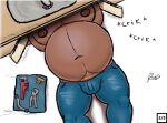  alanottaviano anthro barazoku belly black_clothing black_gloves black_handwear brown_bear brown_body brown_fur bulge clothing fur gloves grizzly_bear handwear hi_res male mammal musclegut muscular muscular_male overweight overweight_male plumber solo tools ursid ursine 