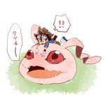  ! !! brown_shorts child digimon digimon_(creature) digimon_adventure fangs goggles goggles_on_head happy koromon open_mouth puppppy shorts size_difference speech_bubble spoken_exclamation_mark star_(symbol) translated yagami_taichi 