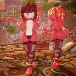  1:1 3d_(artwork) absurd_res anklet anthro blue_eyes bracelet bulge clothing coel3d digital_media_(artwork) echidna fan_character front_view girly hi_res jewelry lambada_(coel3d) looking_at_viewer male mammal monotreme multiple_poses nipples pinup pose rear_view ring sega solo sonic_the_hedgehog_(series) standing thong underwear 