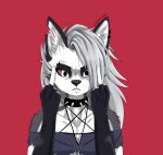  canid canine canis choker female hair helluva_boss hi_res jewelry loona_(helluva_boss) mammal necklace pentagram piercing red_eyes solo spike_the_furry white_hair wolf 