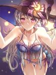  1girl absurdres blush bra breasts clear_glass_(mildmild1311) cleavage corrin_(fire_emblem) corrin_(fire_emblem)_(female) fire_emblem fire_emblem_fates fire_emblem_heroes hair_between_eyes hair_ornament hairband hat highres large_breasts long_hair looking_at_viewer pointy_ears red_eyes simple_background smile solo underwear white_hair 