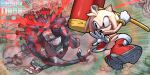  absurd_res accessory amy_rose anthro boots bracelet clothing dress duo eulipotyphlan female flying footwear giganto_(sonic_frontiers) gloves hair_accessory hairband hammer handwear hedgehog hi_res jewelry machine macro mammal red_eyes robot sega sonic_the_hedgehog_(series) tighesammy tools 