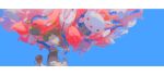  2girls back balloon blue_sky brown_hair child hat highres holding holding_balloon multiple_girls original sheya_tin sky twintails 