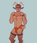  anthro bovid caprine clothing eyewear glasses goat harness hi_res humanoid jockstrap jockstrap_only male mammal salvador_the_goat salvadorgoat satyr solo straps underwear 