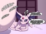  absurd_res bodily_fluids canid canine duo eeveelution espeon female feral fur generation_2_pokemon genital_fluids hi_res japy7u7 male mammal masturbation nintendo pink_body pink_fur pokemon pokemon_(species) simple_background solo text thick_thighs video_games 