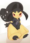  2022 2_toes bangs black_body black_skin blush blush_lines bottomless bottomwear clothed clothing clothing_pull cutoffs denim denim_clothing feet female freckles generation_3_pokemon gloves_(marking) hair_mouth humanoid leaning leaning_on_wall looking_at_viewer markings mawaifu mawile meme nintendo parted_bangs partially_clothed pokemon pokemon_(species) pseudo_hair red_eyes sharp_teeth shirt shirt_pull shorts solo teeth toes topwear topwear_pull video_games yellow_body yellow_skin 