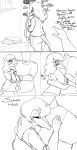  anon_(snoot_game) anthro bald bodily_fluids clothed clothing comic crying dialogue dinosaur duo embrace english_text featureless_face female hair hi_res hug human laundry long_hair long_snout male mammal monochrome reptile rexhastala scalie schizo_chan_(snoot_game) simple_background sketch snoot_game_(fan_game) snout tears text video_games white_background 
