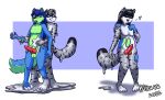  anthro blukek canid canine canis domestic_cat duo felid feline felis genitals goo_creature goo_transformation hi_res knot male male/male mammal matt_(blukek) melting merging penis rubber scootch_the_raccoon tabby_cat transformation transformation_sequence wolf 