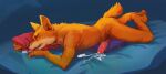  bed bodily_fluids canid canine canis cum fox fur furniture genital_fluids hi_res humping male mammal orange_body orange_fur orioz solo wolf 