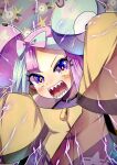  bow-shaped_hair character_hair_ornament hair_ornament hexagon_print highres iono_(pokemon) jacket long_hair low-tied_long_hair magnemite matomero multicolored_hair pink_eyes pink_hair pokemon pokemon_(game) pokemon_sv sharp_teeth sleeves_past_wrists star_(symbol) star_in_eye symbol_in_eye teeth twintails two-tone_hair very_long_hair very_long_sleeves x yellow_jacket 