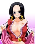  boa_hancock breasts cleavage female gradient gradient_background highres large_breasts long_hair one_piece solo 