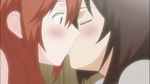 2girls blush kiss long_hair matsu_(sekirei) multiple_girls musubi red_hair sekirei yuri 