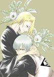  bleach blonde_hair flower grey_hair hug ichimaru_gin japanese_clothes kira_izuru shounen_ai yaoi 