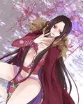  1girl amazon amazon_lily black_hair boa_hancock cape compression_artifacts earrings female highres jewelry jpeg_artifacts long_hair midriff one_piece print_skirt purple_eyes resized sash shichibukai side_slit skirt solo 